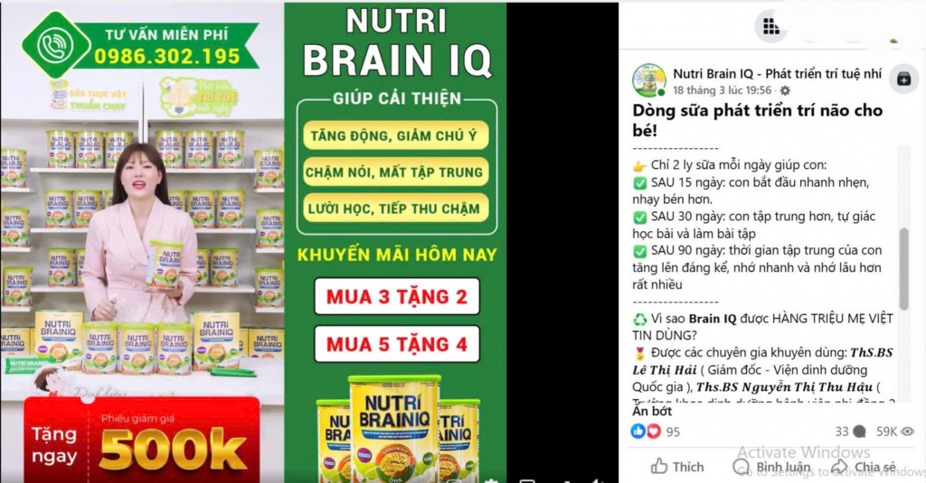 Kiểm tra, xử lý vi phạm trong hoạt động quảng cáo thực phẩm bổ sung Nutri Brain IQ