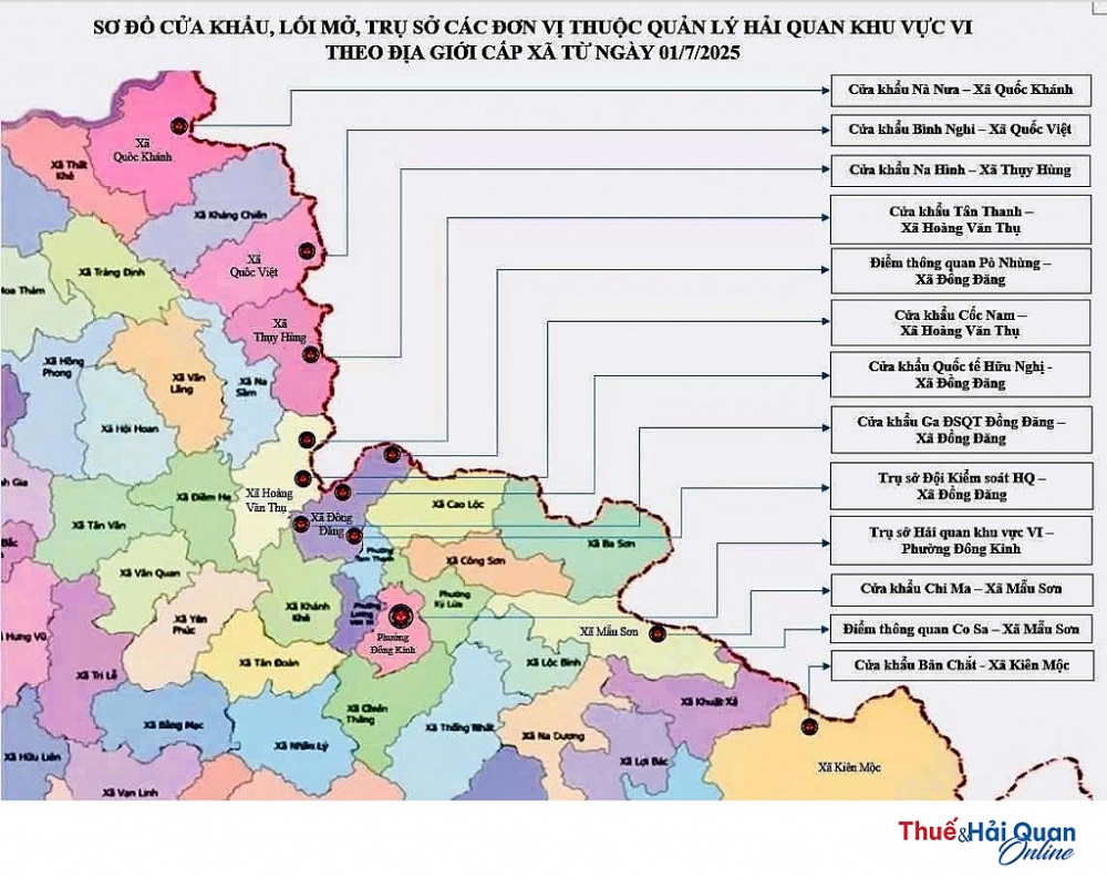 (INFOGRAPHICS) 12 cửa khẩu, lối mở, trụ sở các đơn vị thuộc quản lý của Chi cục Hải quan khu vực VI